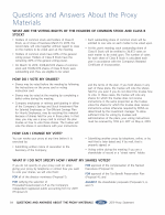 Questions and Answers About the Proxy Materials